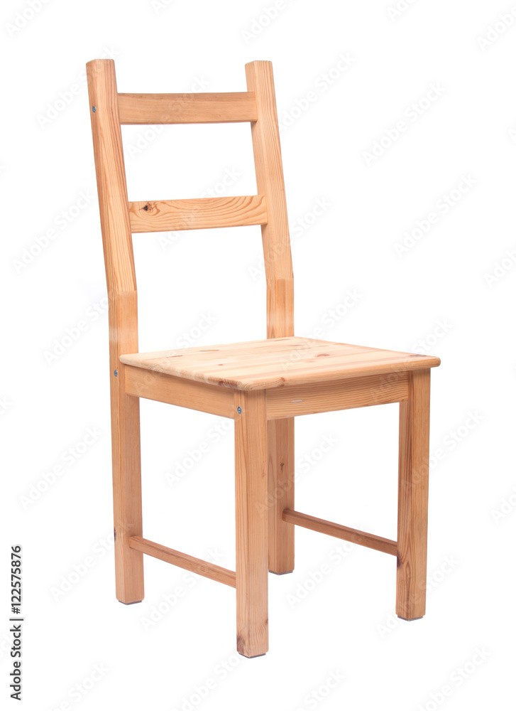 Pine wood chair separated on white background Pine wood chair separated on white background