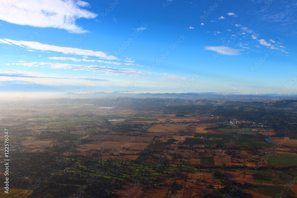 Sonoma and Napa Valley at sunrise from a hot air balloon