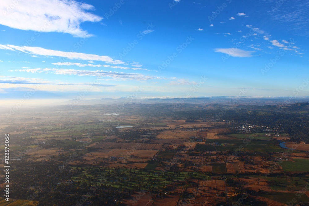 Sonoma and Napa Valley at sunrise from a hot air balloon