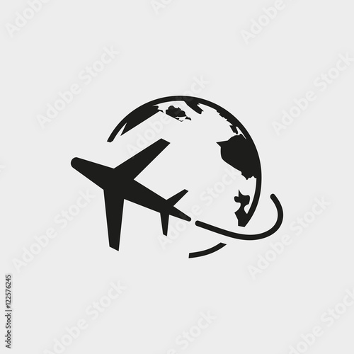Plane Globe Icon stock vector illustration flat design