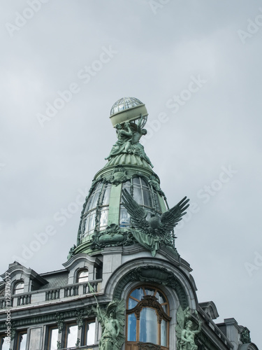 The dome on the tower of the house company "Zinger" in St. Petersburg, Russia