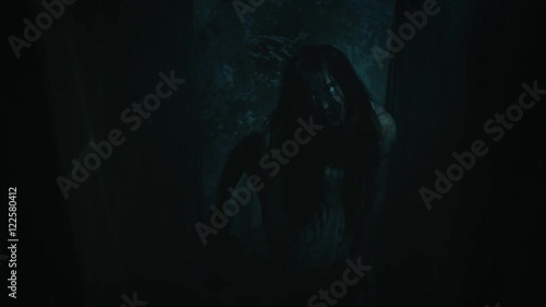 Possessed Woman Standing in Basement Stairs Attacks
