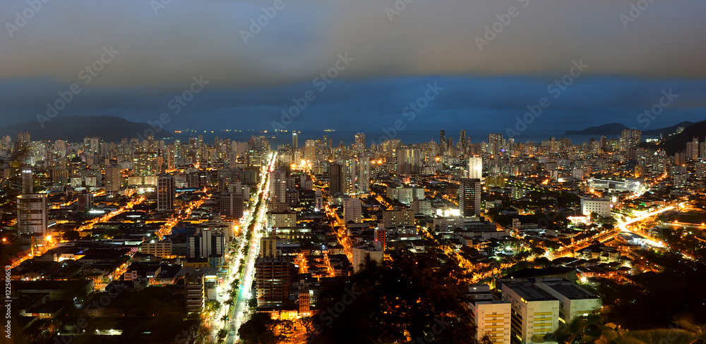 Panoramic Night view of Santos