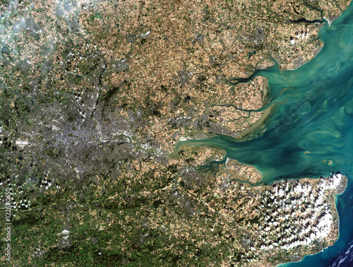 London from Landsat satellite. Elements of this image furnished