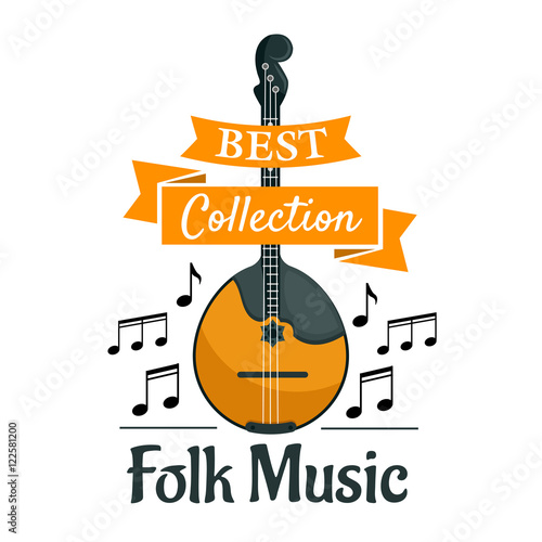 Folk music symbol with ethnic musical instrument