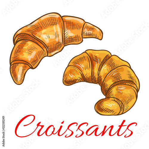 French croissant sketch for bakery shop design