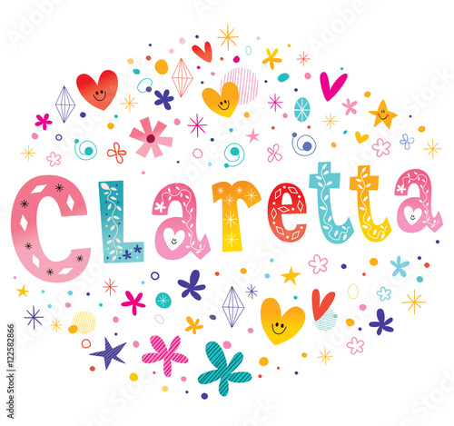 Claretta girls name decorative lettering type design