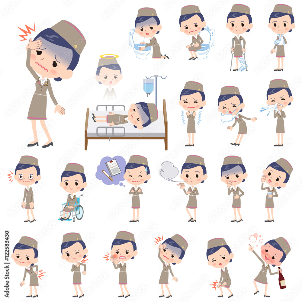 Cabin attendant beige woman sickness Cabin attendant beige woman sickness