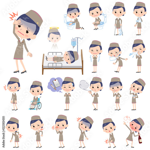 Cabin attendant beige woman sickness