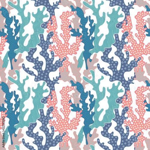 Colorful corals seamless pattern. Vector background