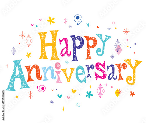 Happy Anniversary decorative lettering text design