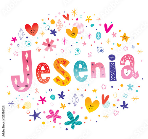 Jesenia girls name decorative lettering type design