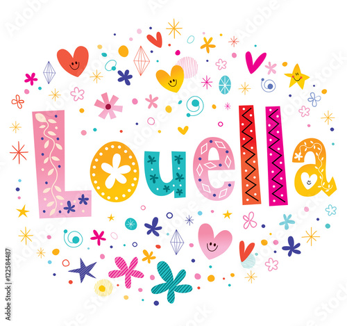 Louella girls given name decorative lettering type design