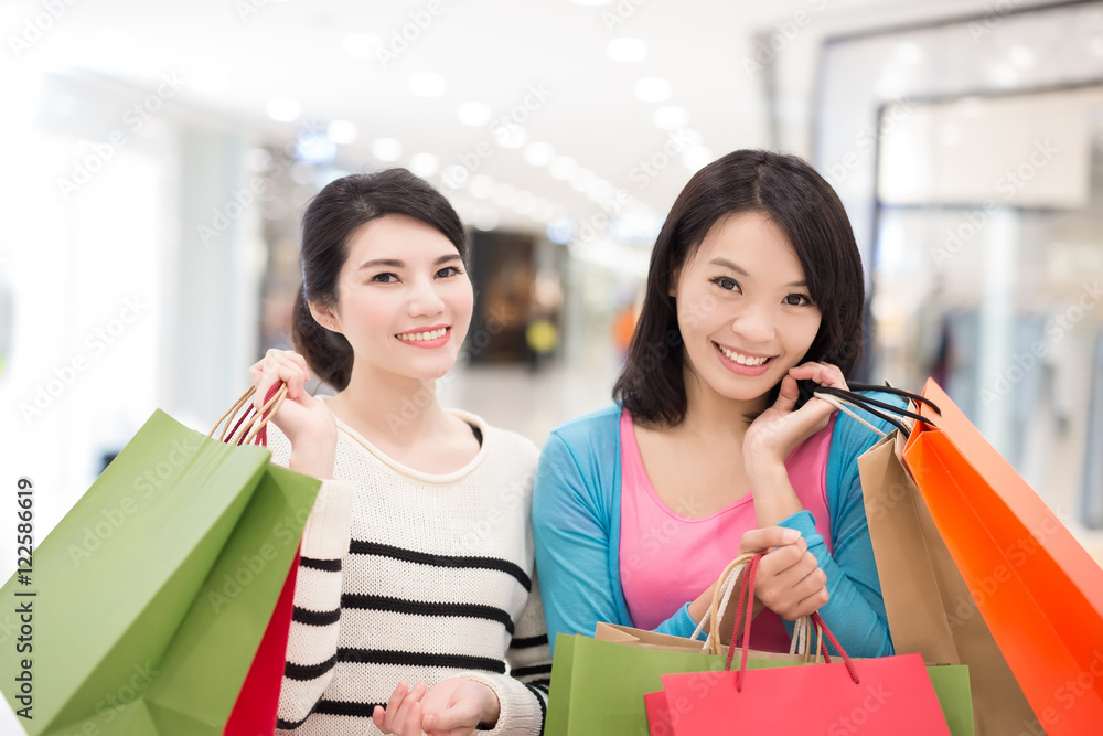 Happy woman shopping