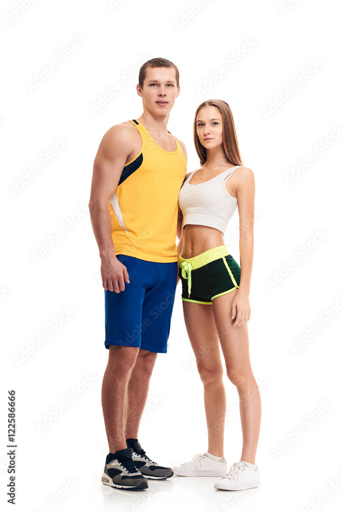 sporty fitness couple full lengh sporty fitness couple full lengh