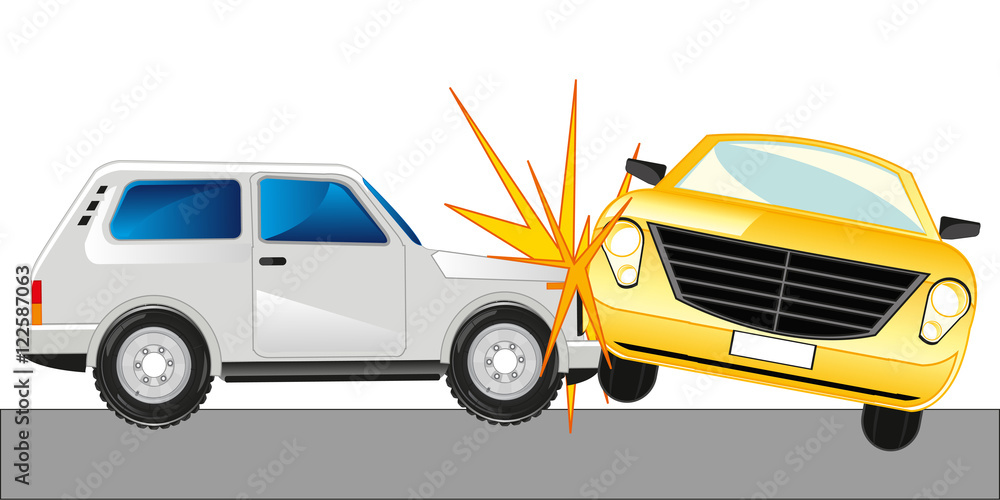 Fototapeta premium Two cars faced on road