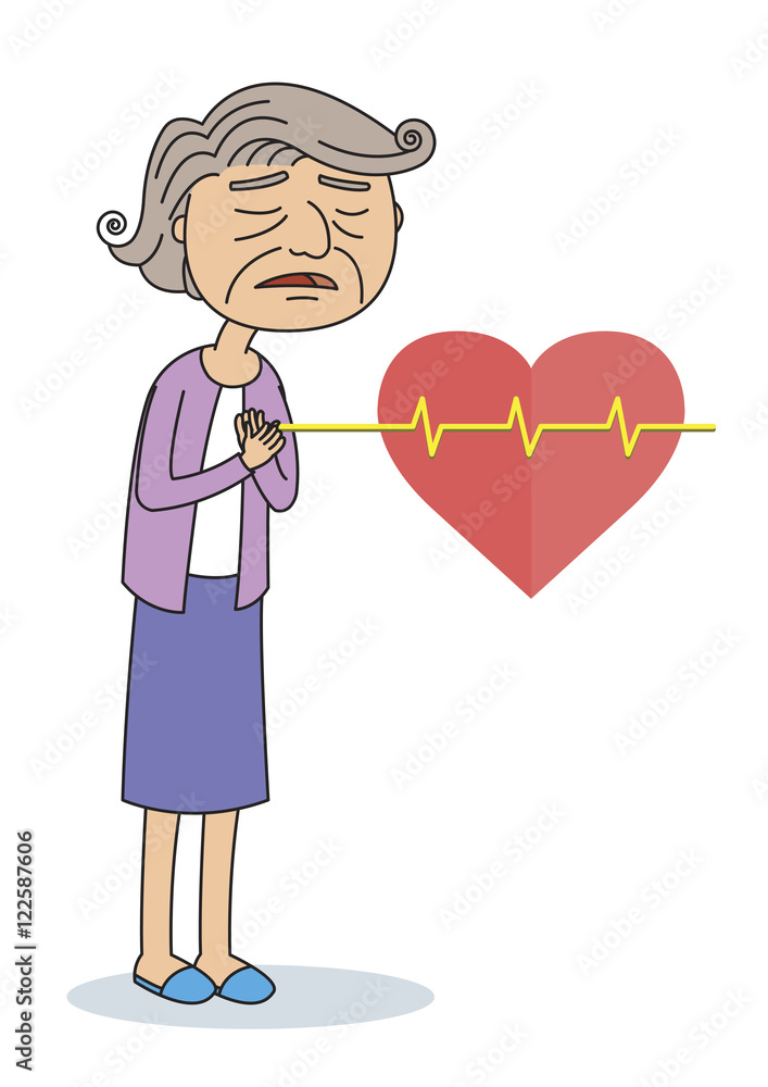 Obraz premium Vector Illustration of Old women having Chest Pain