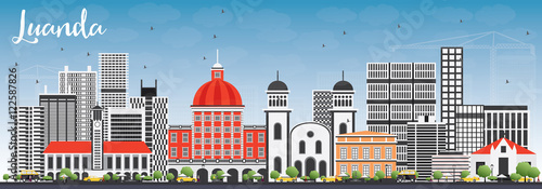 фотографія Luanda Skyline with Gray Buildings and Blue Sky.