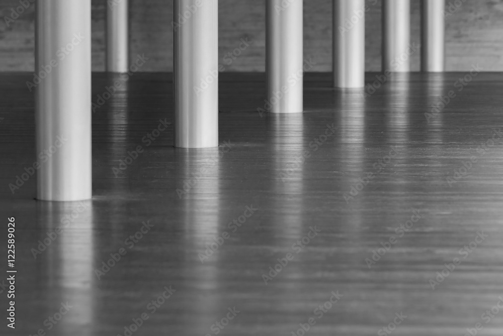 metal column and wooden floor in modern architecture metal column and wooden floor in modern architecture