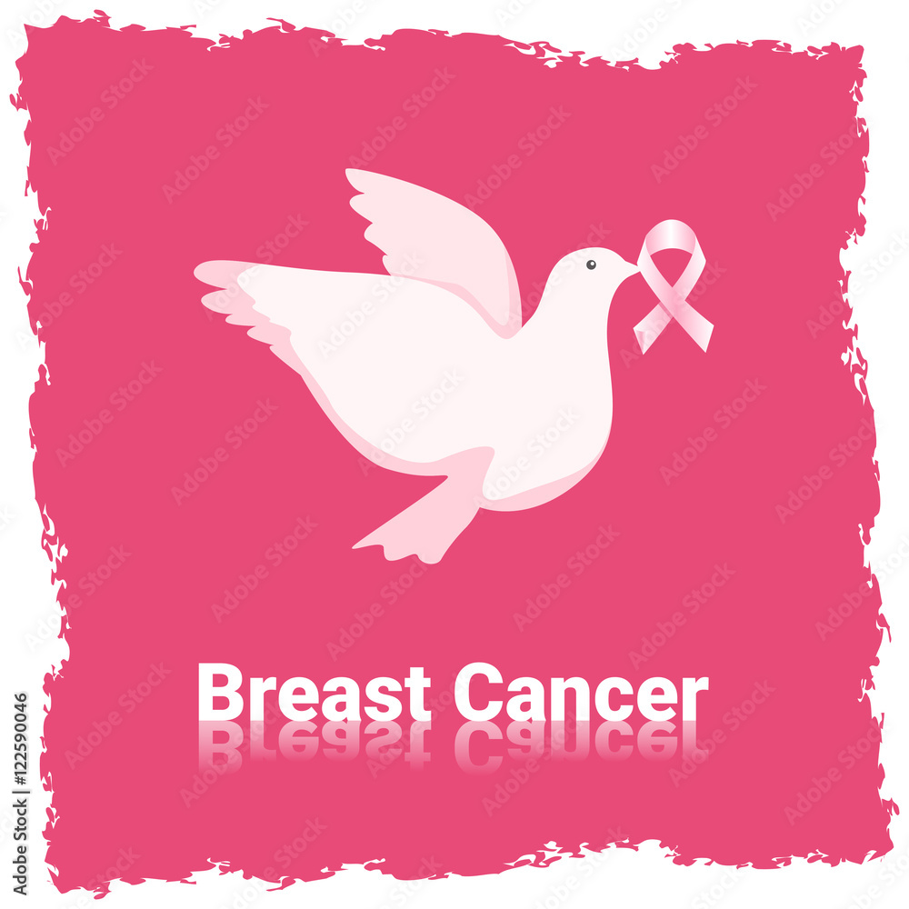 White Pigeon Hold Pink Ribbon Breast Cancer Awareness White Pigeon Hold Pink Ribbon Breast Cancer Awareness