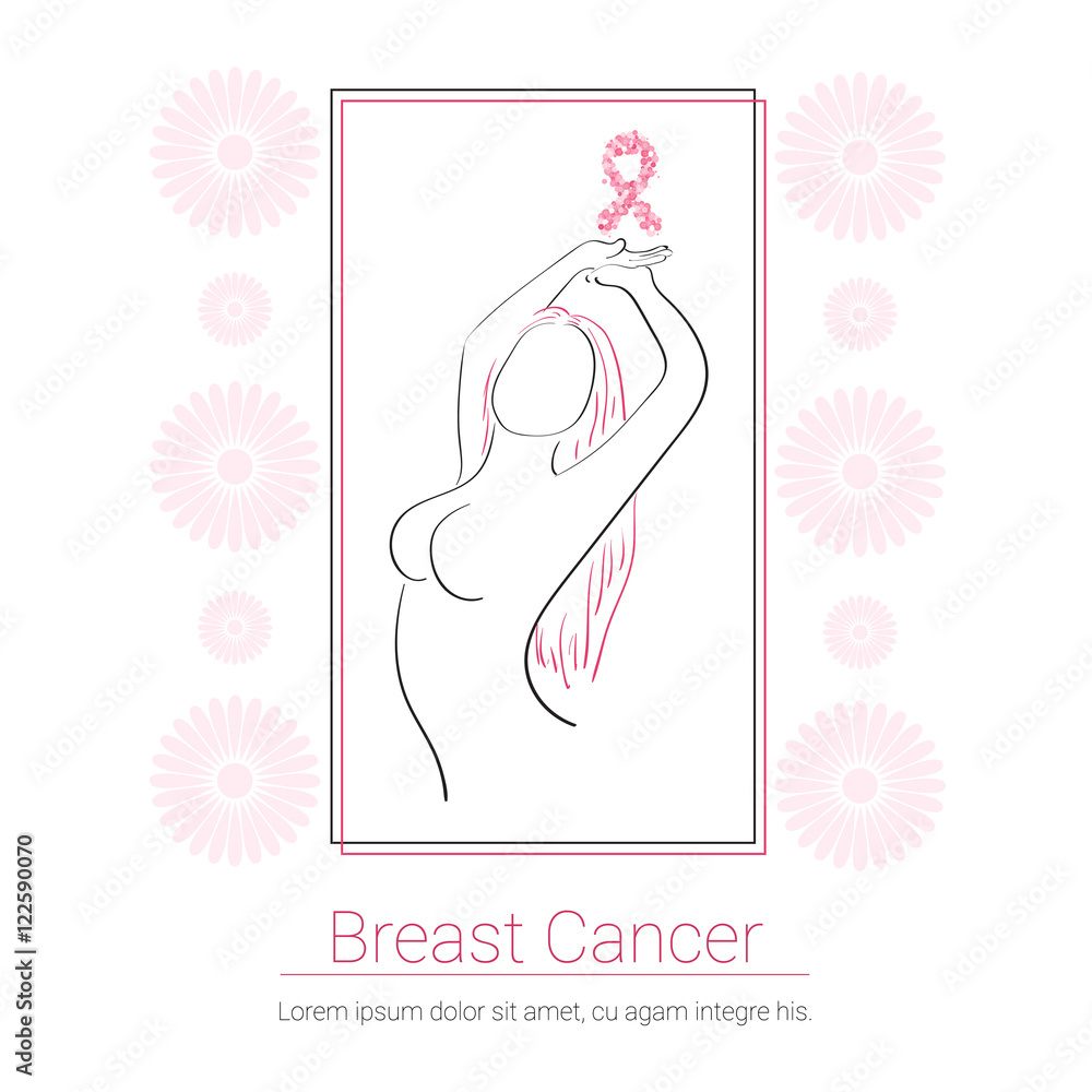 Pink Ribbon Breast Cancer Awareness Female Body Pink Ribbon Breast Cancer Awareness Female Body