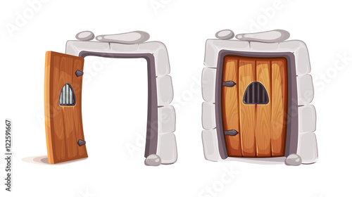 vector Illustration of medieval door from a prison cell.