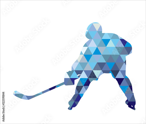 Ice Hockey Player Silhouette on white background