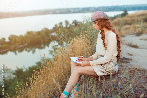 Student or writer on the nature concept photo