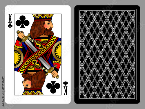 King of Clubs playing card and the backside background