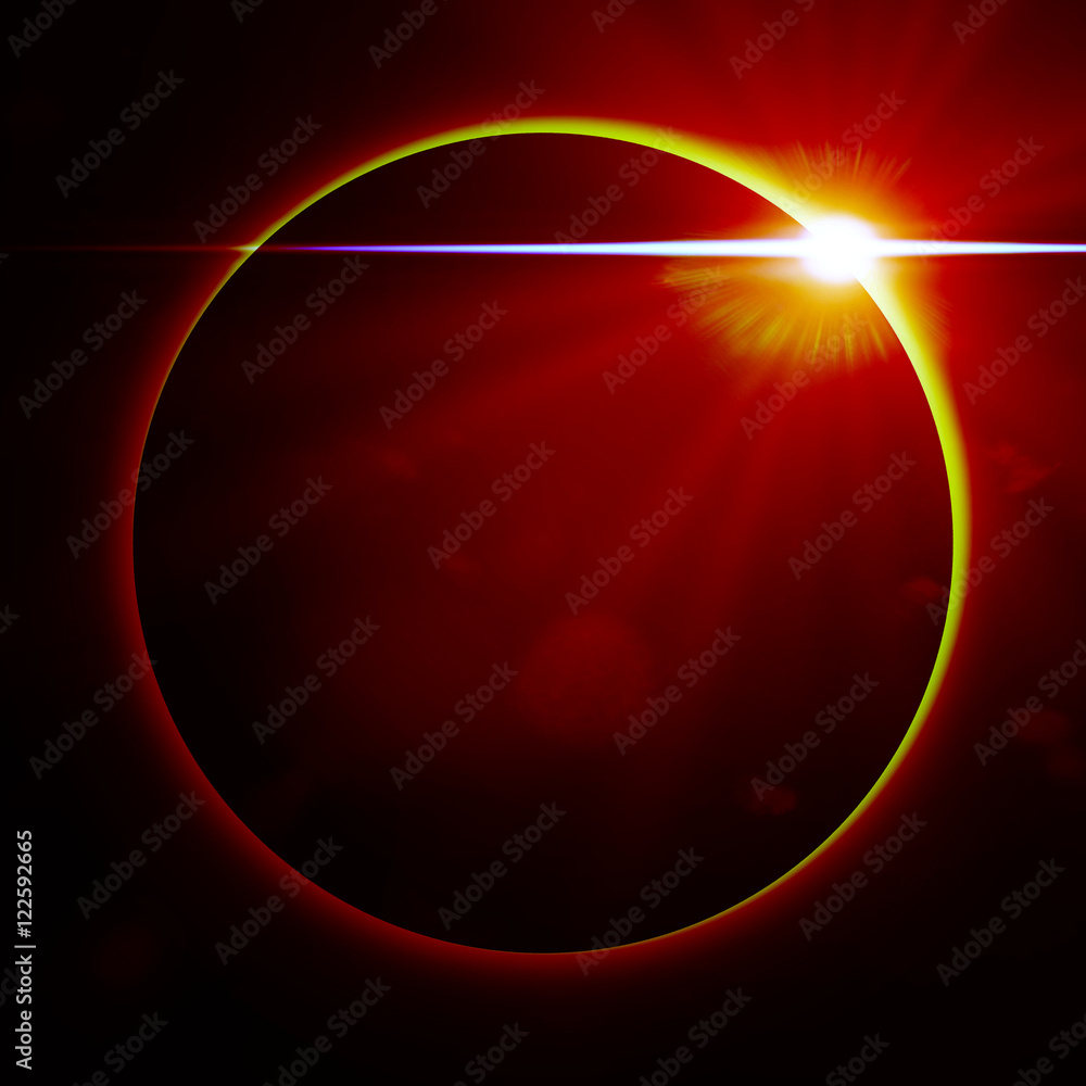 Fototapeta premium exotic planet surrounded by red light