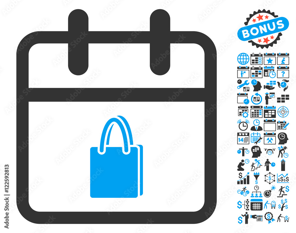 Shopping Day icon with bonus calendar and time management clip art ...