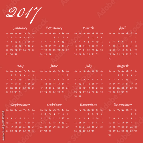 Calendar template 2017