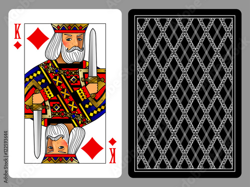 King of Diamonds playing card and the backside background
