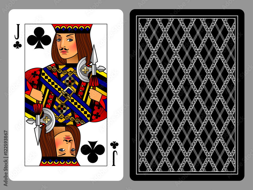 Jack of Clubs playing card and the backside background Stock Vector ...