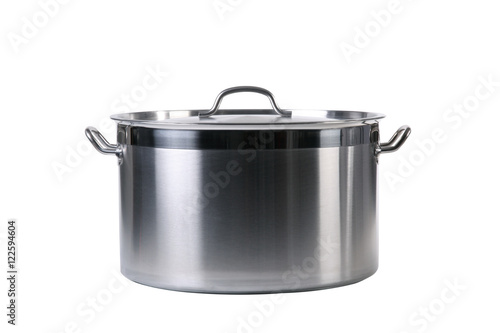 Stainless steel cooking pot isolated on white with clipping path
