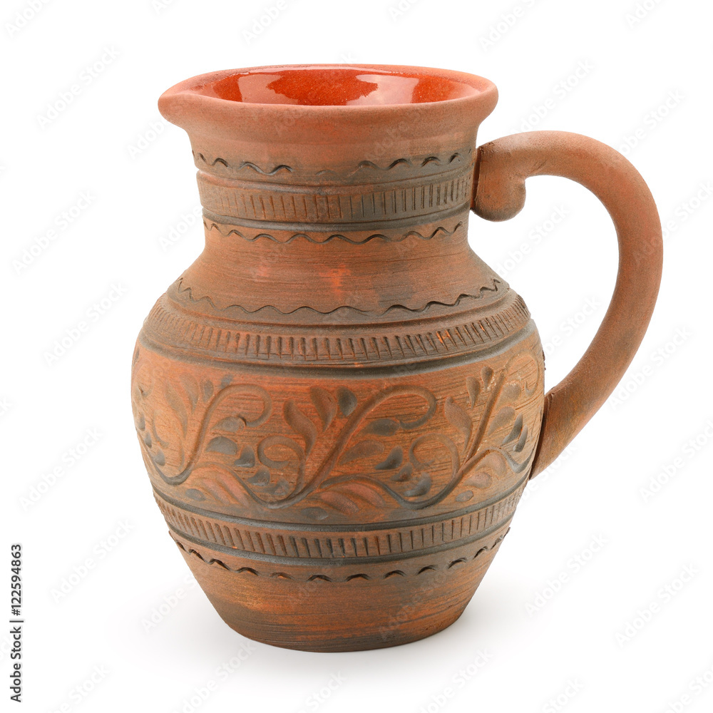 clay pot isolated on white background