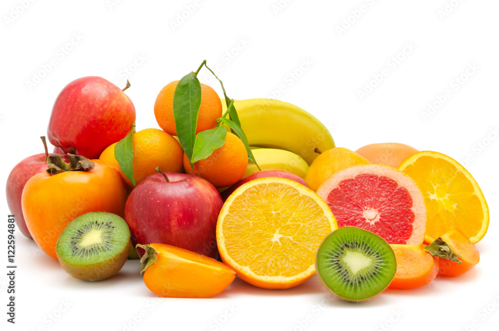 set of fruits isolated on white background set of fruits isolated on white background