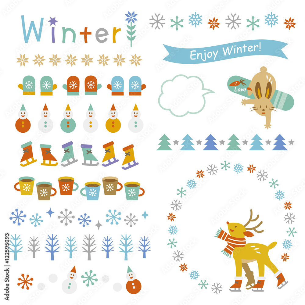 Fototapeta premium Winter frames and decorations