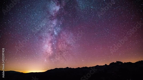 Time Lapse - Beautiful Milky Way Galaxy above Mountain Range