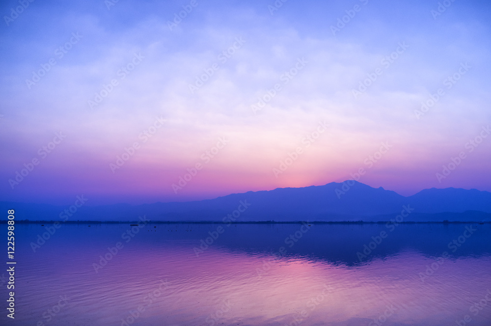 Lake sunset in Thailand.