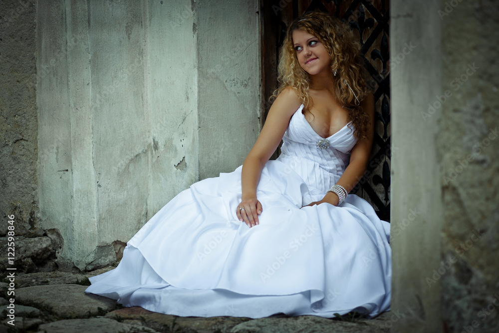 Pretty blonde bride bites Pretty blonde bride bites