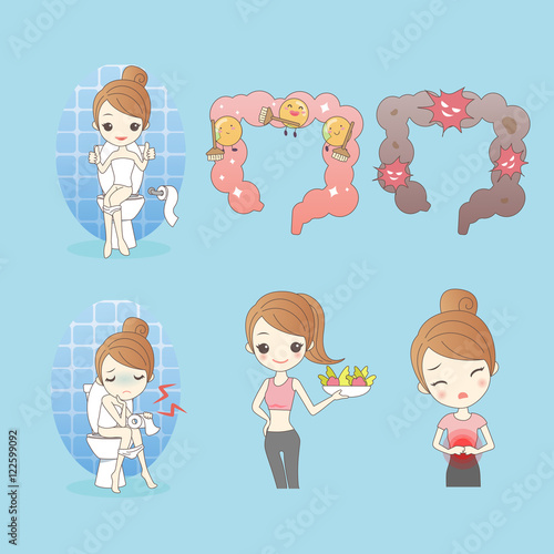 cartoon woman with constipation