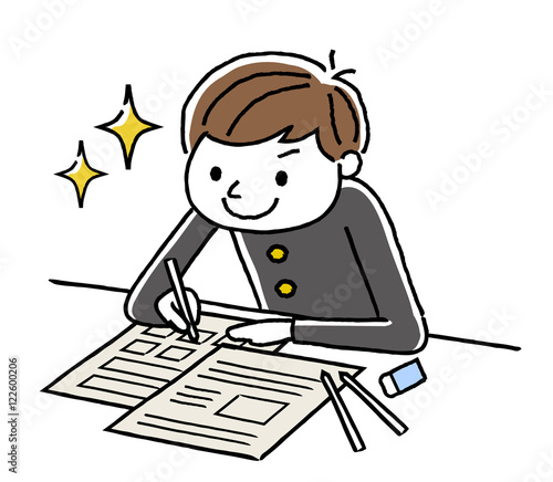 勉強する男子学生
