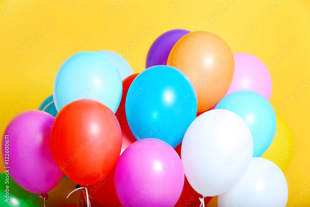 Colorful birthday balloons, closeup Colorful birthday balloons, closeup
