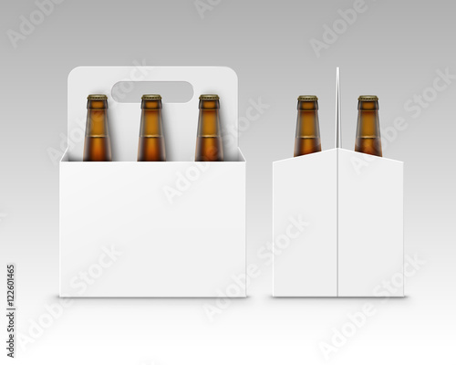 Glass Brown Bottles of Light Dark Beer with Carton Packaging