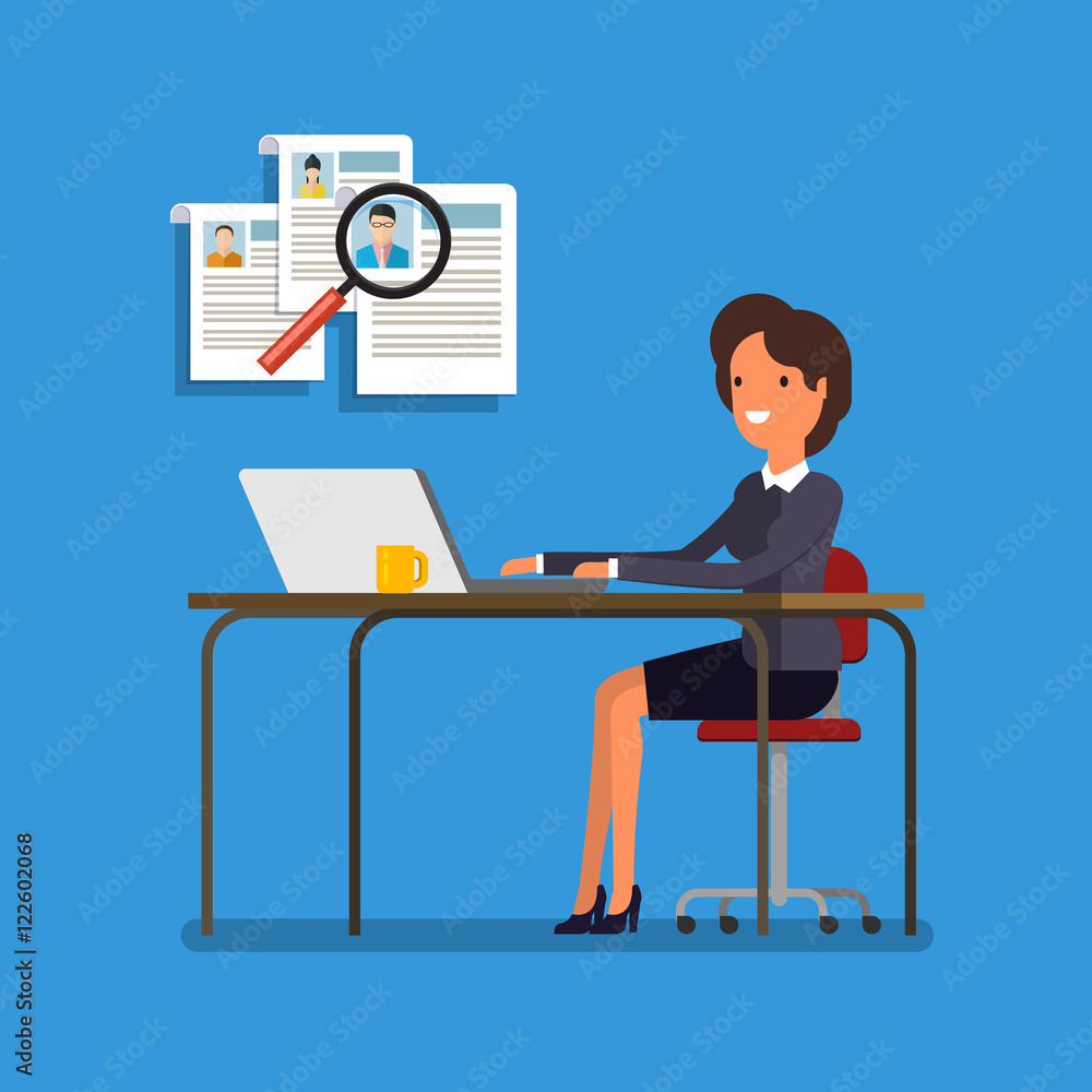 Fototapeta premium Business woman choosing person for hiring.