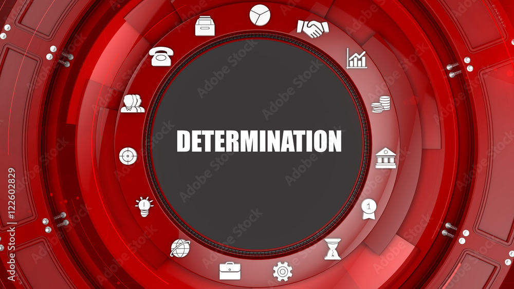 Determination concept image with business icons and copyspace Determination concept image with business icons and copyspace