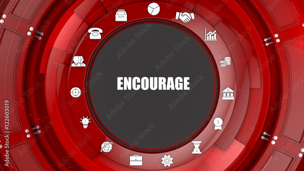 Naklejka premium Encourage concept image with business icons and copyspace