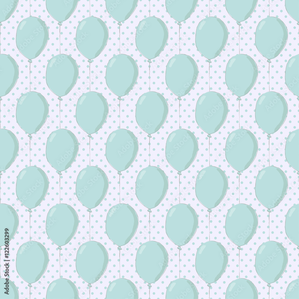Floating Baloons on Polka Dot Seamless Pattern Floating Baloons on Polka Dot Seamless Pattern