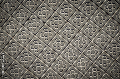 Photography classic tile sidewalks of the city of Barcelona